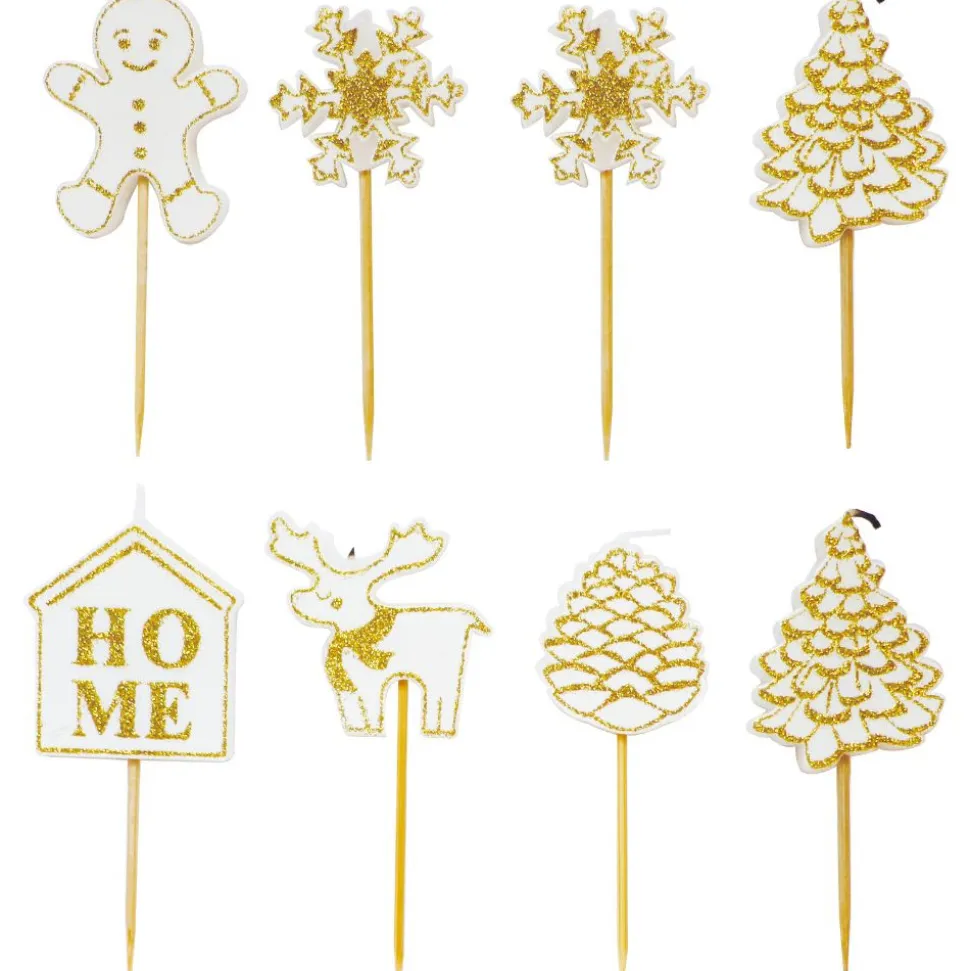 8 bougies de Noël dorées