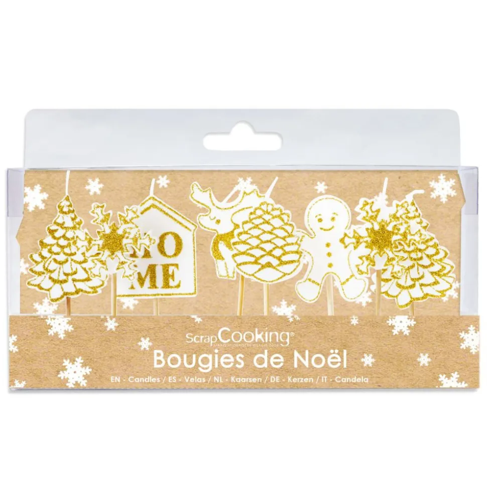 8 bougies de Noël dorées