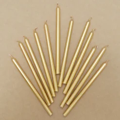 12 bougies longues dorées