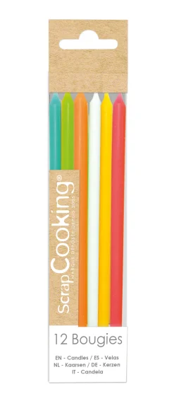 12 bougies longues multicolore
