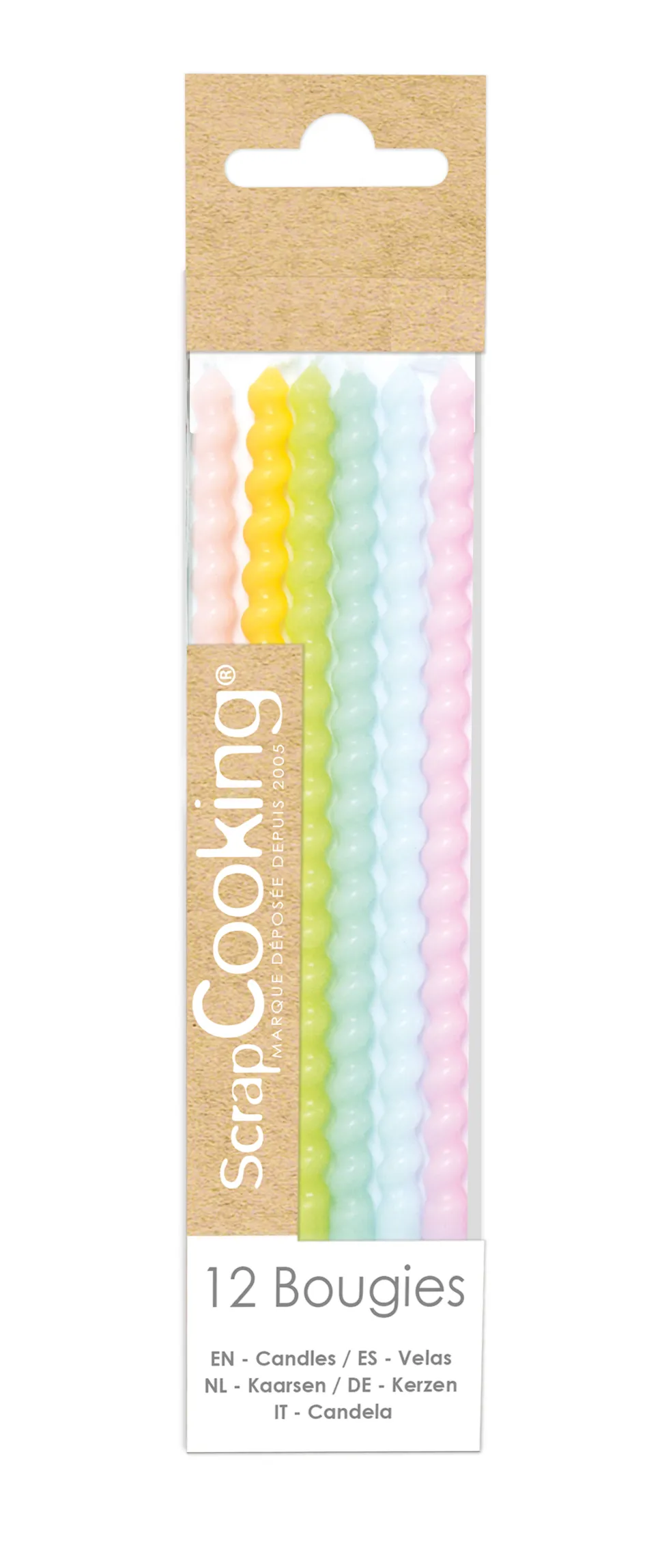 12 bougies longues torsadées pastel