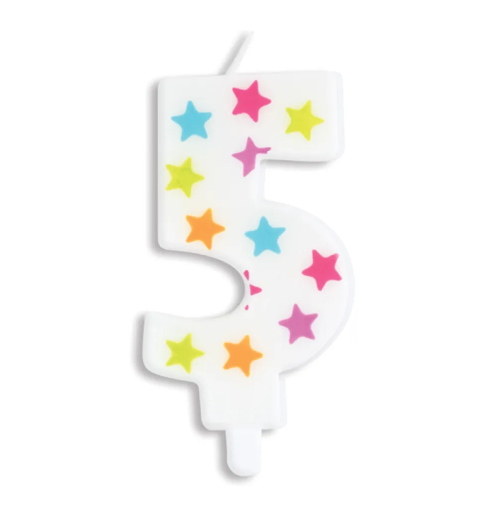 Bougie à étoiles chiffre 5