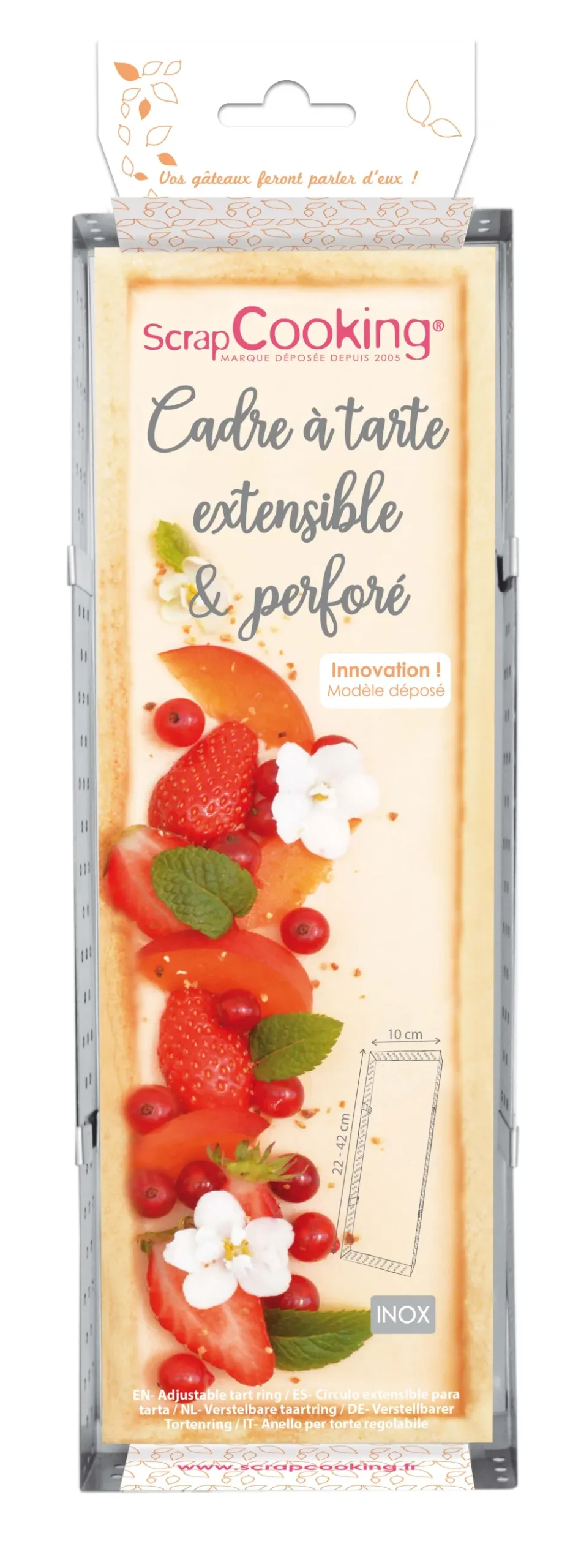 Cadre à tarte perforé extensible inox