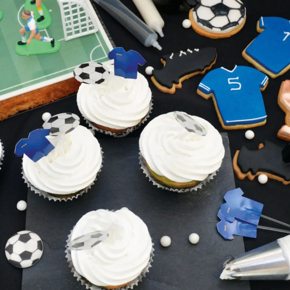 24 caissettes + 24 cake toppers Football