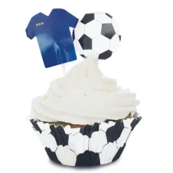 24 caissettes + 24 cake toppers Football