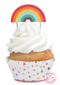 24 caissettes + 24 cake toppers rainbow