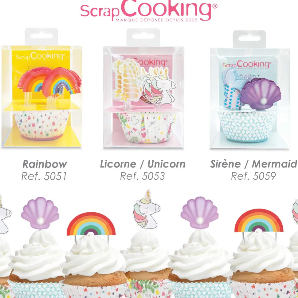 24 caissettes + 24 cake toppers sirène