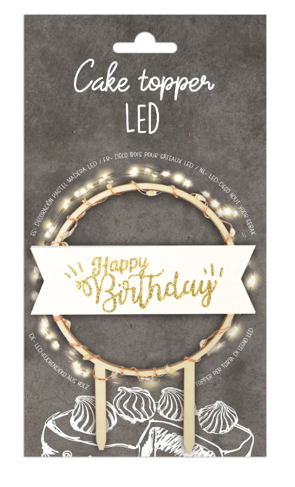 Cake topper led Happy Birthday