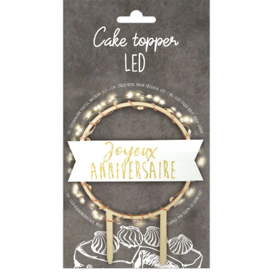 Cake topper led Joyeux Anniversaire