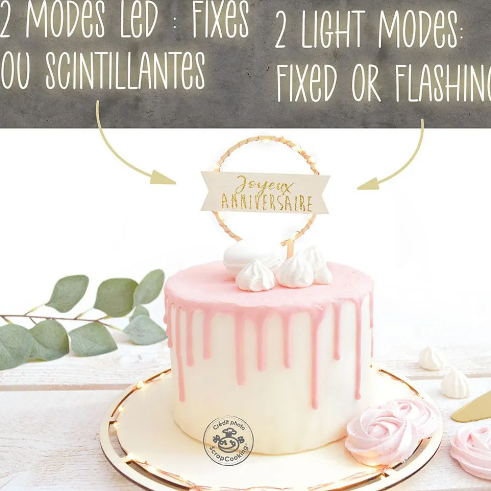 Cake topper led Joyeux Anniversaire