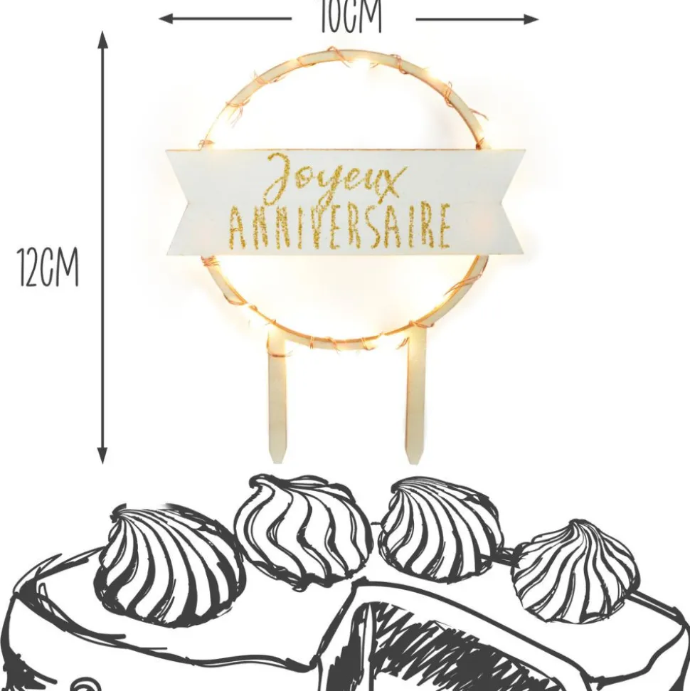 Cake topper led Joyeux Anniversaire