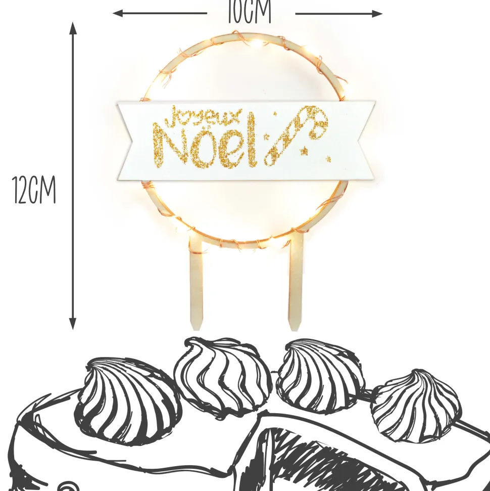 Cake topper led rond Joyeux Noël