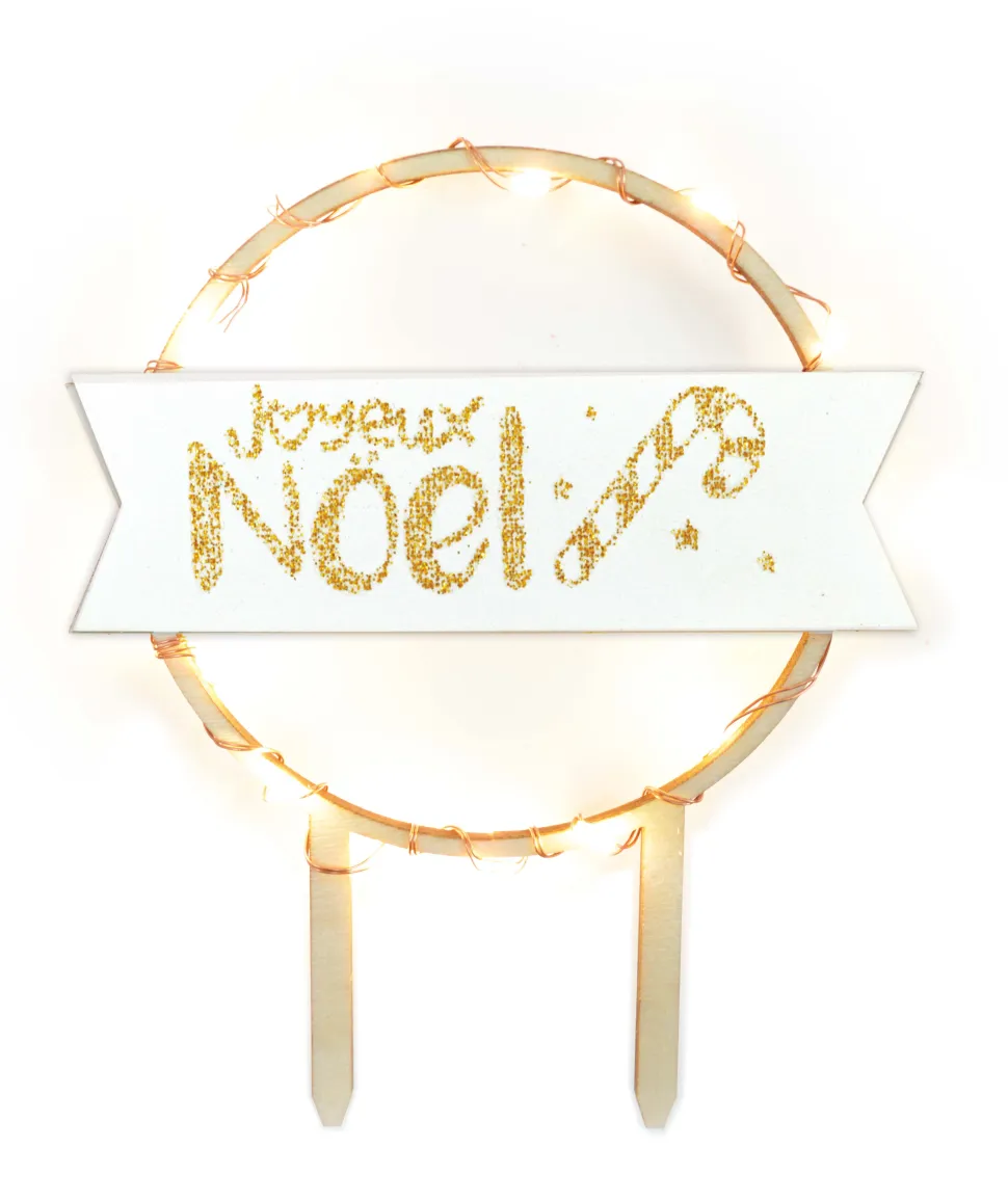Cake topper led rond Joyeux Noël