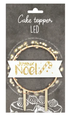 Cake topper led rond Joyeux Noël