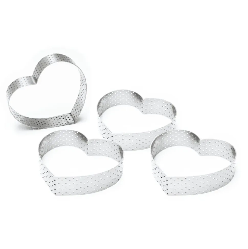 Cercles perforés à tartelettes cœurs x4