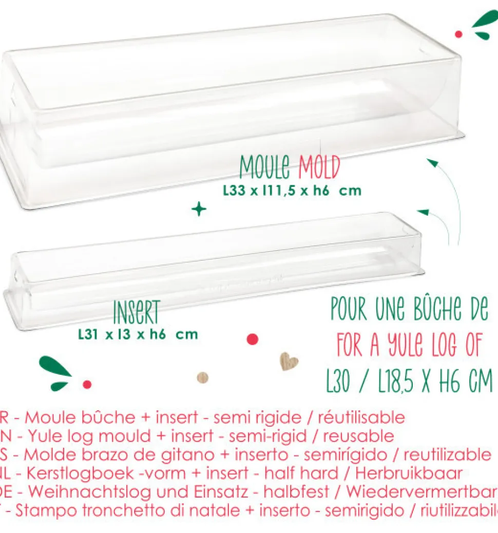 Coffret Bûche de Noël 30 cm - Moule, insert & support