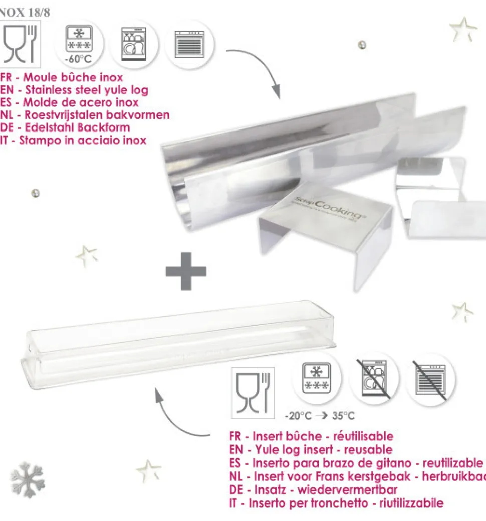 Coffret Bûche de Noël Inox - Moules bûche & Insert