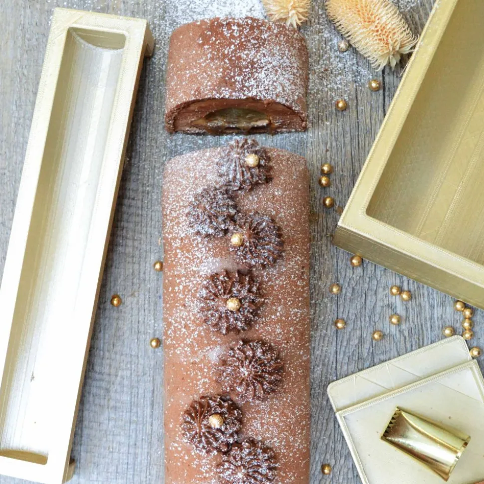 Coffret bûche de Noël - Moules, insert, tapis & recettes