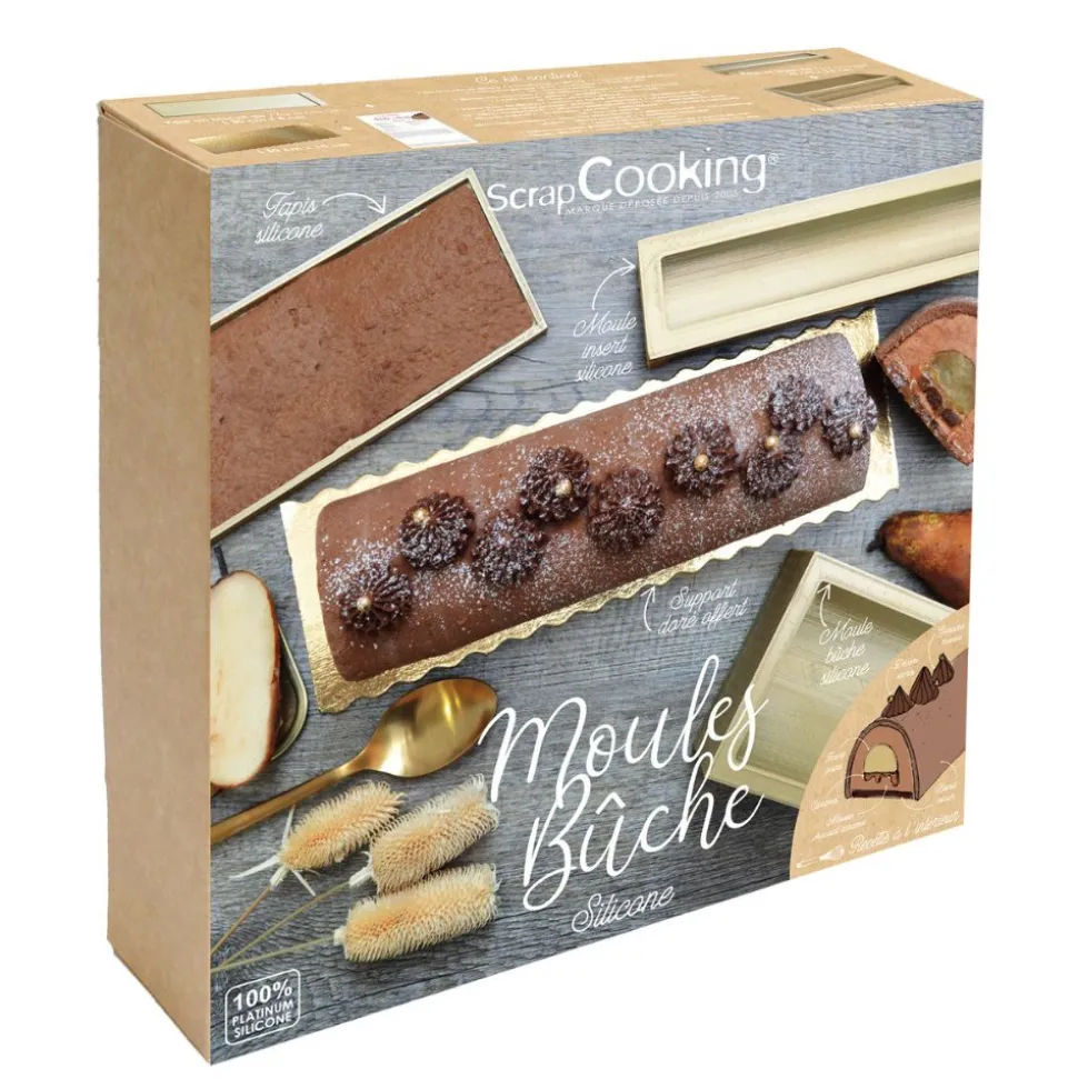Coffret bûche de Noël - Moules, insert, tapis & recettes