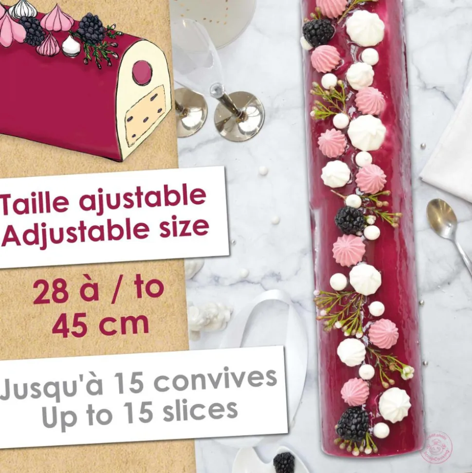 Coffret Bûche de Noël XXL - Moule Inox & feuilles rhodoïd