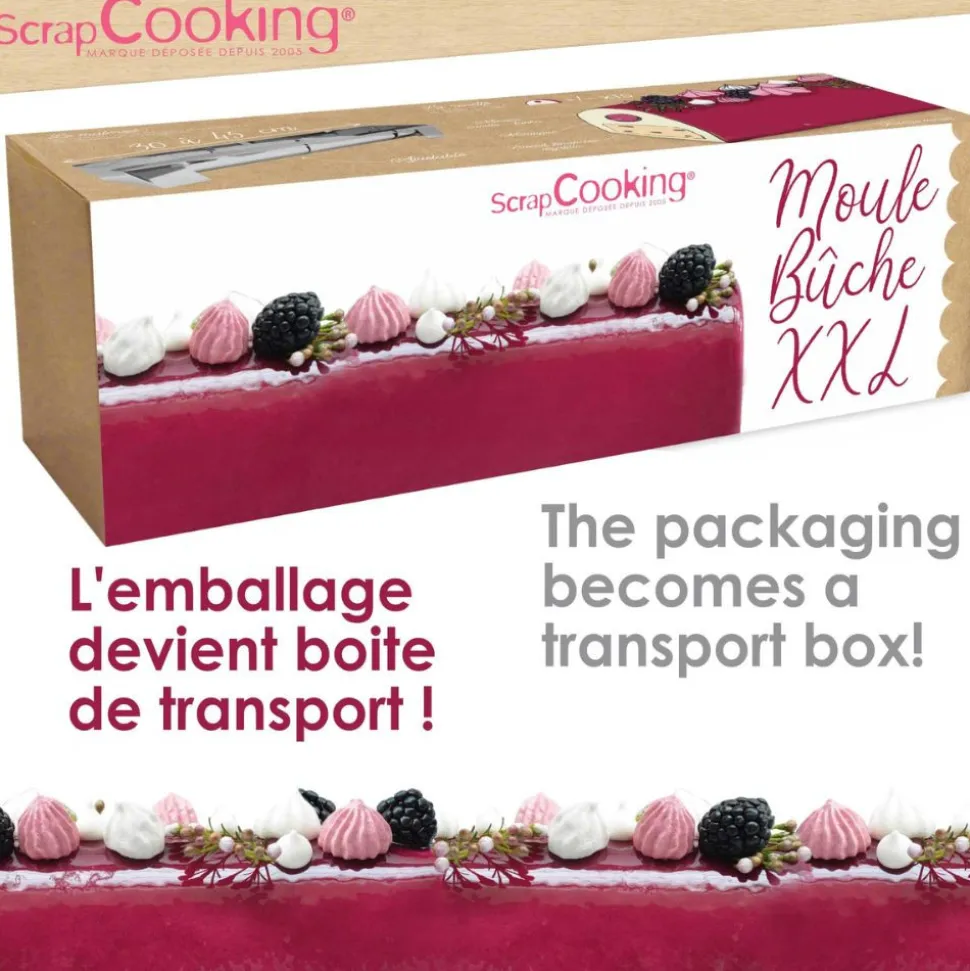 Coffret Bûche de Noël XXL - Moule Inox & feuilles rhodoïd