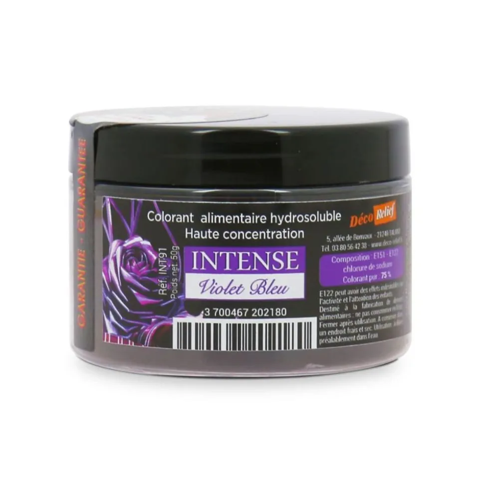 Colorant alimentaire hydrosoluble intense violet-bleu en poudre - 50 g