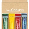 4 colorants liquides bleu, rouge, jaune et vert