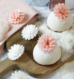 Décors azyme Fleurs dahlias blanches et roses pastel x5