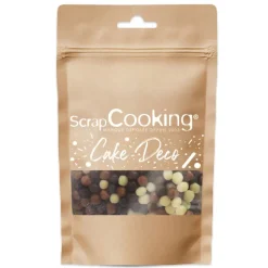 Décors mini perles chocolat noir, lait, blanc 50g