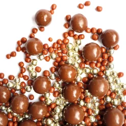 Décors perles chocolat lait et doré 50g