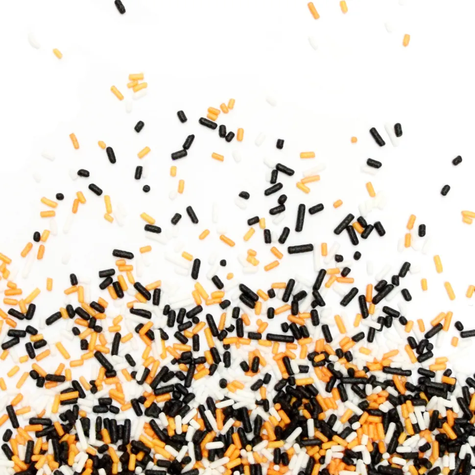 Décors sucrés vermicelles orange/noir/blanc 80g