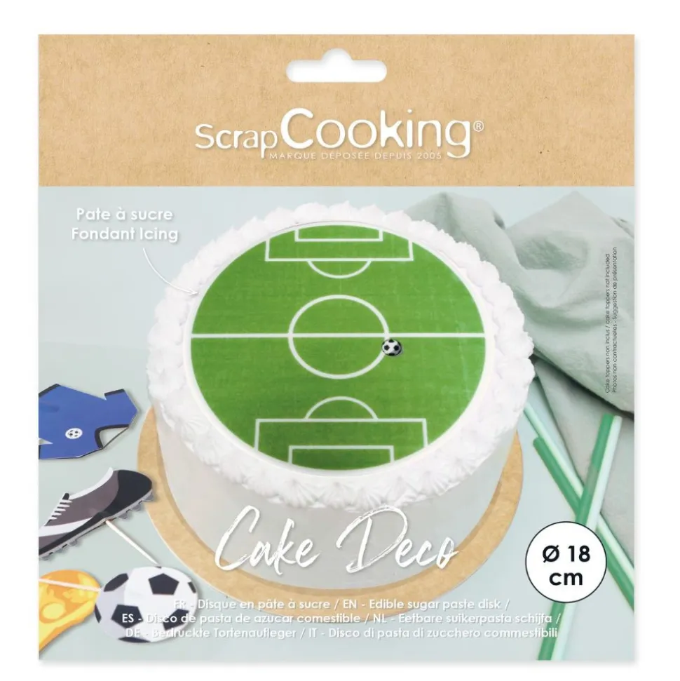 Disque pâte à sucre terrain de football 18 cm