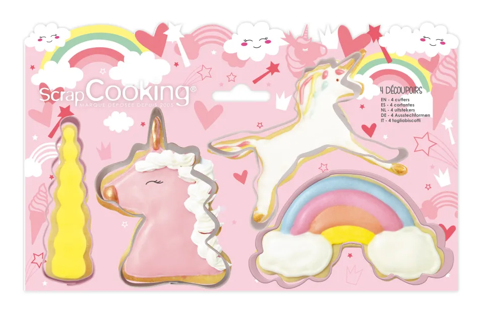 4 emporte-pièces inox Licorne
