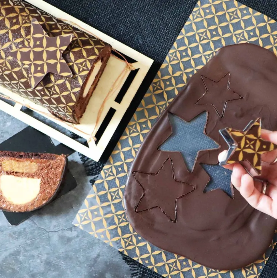 2 feuilles transfert pour bûche - Motif Couture