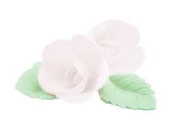 Fleurs azyme roses blanches x4 & feuilles vertes x6