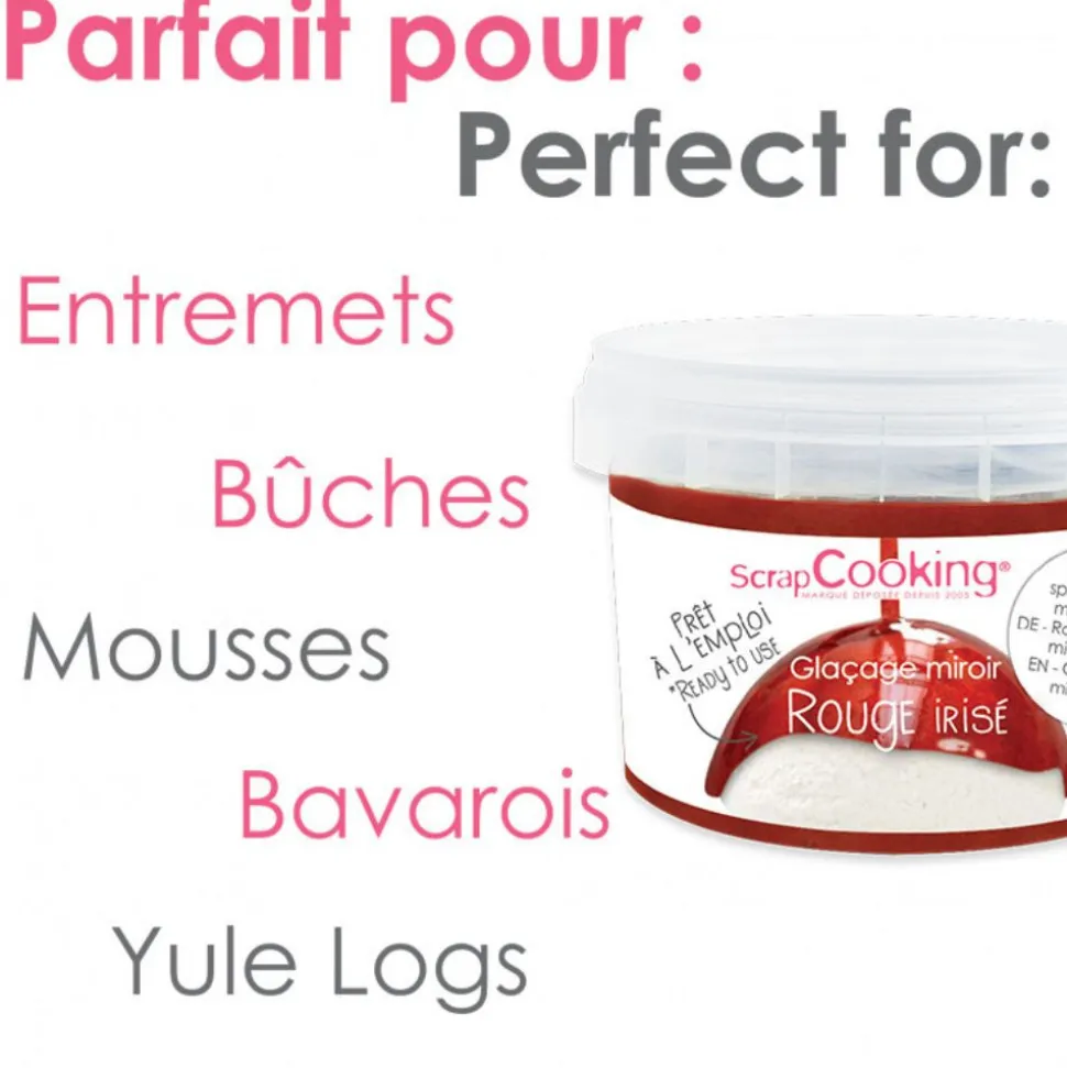 Glaçage miroir rouge irisé prêt à l'emploi 300g