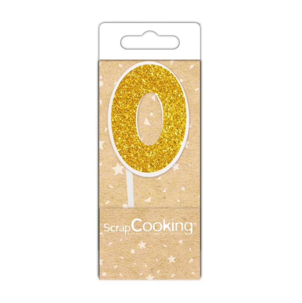 Mini bougie dorée chiffre 0