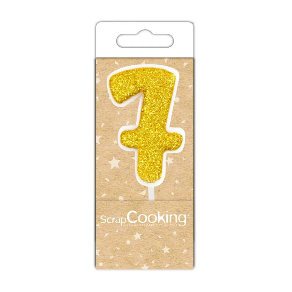 Mini bougie dorée chiffre 7
