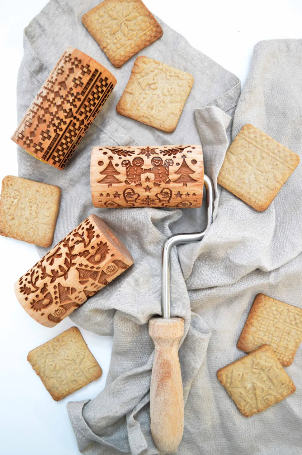 Mini rouleau pâtissier à empreintes Point de croix