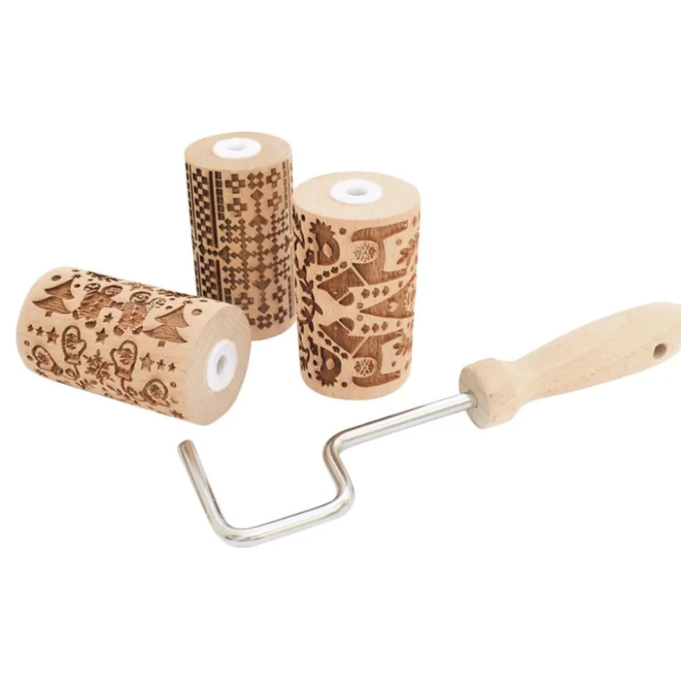 3 mini rouleaux pâtissiers à empreintes interchangeables Noël