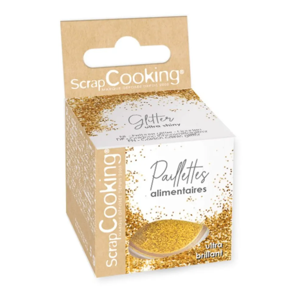 Paillettes alimentaires dorées en poudre