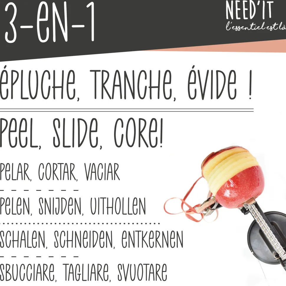 Pèle-pomme 3 en 1 Need'it