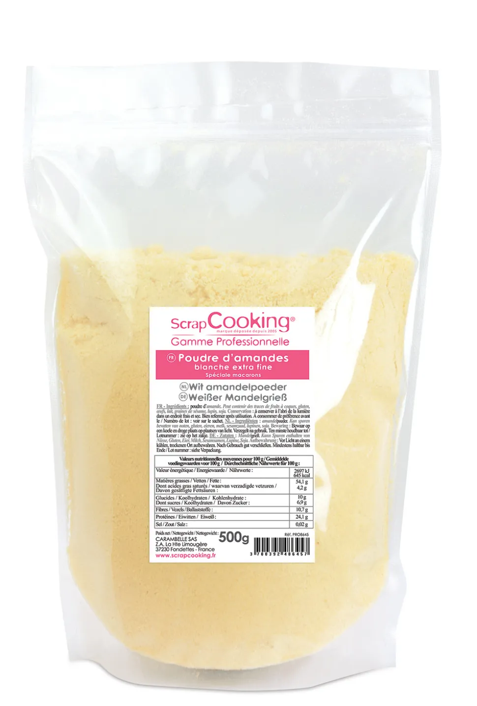 Poudre d'amandes blanche extra fine 500g
