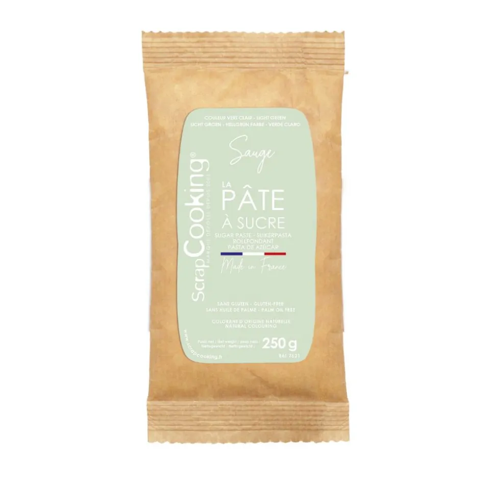 Pâte à sucre colorant d'origine naturelle Sauge 250g