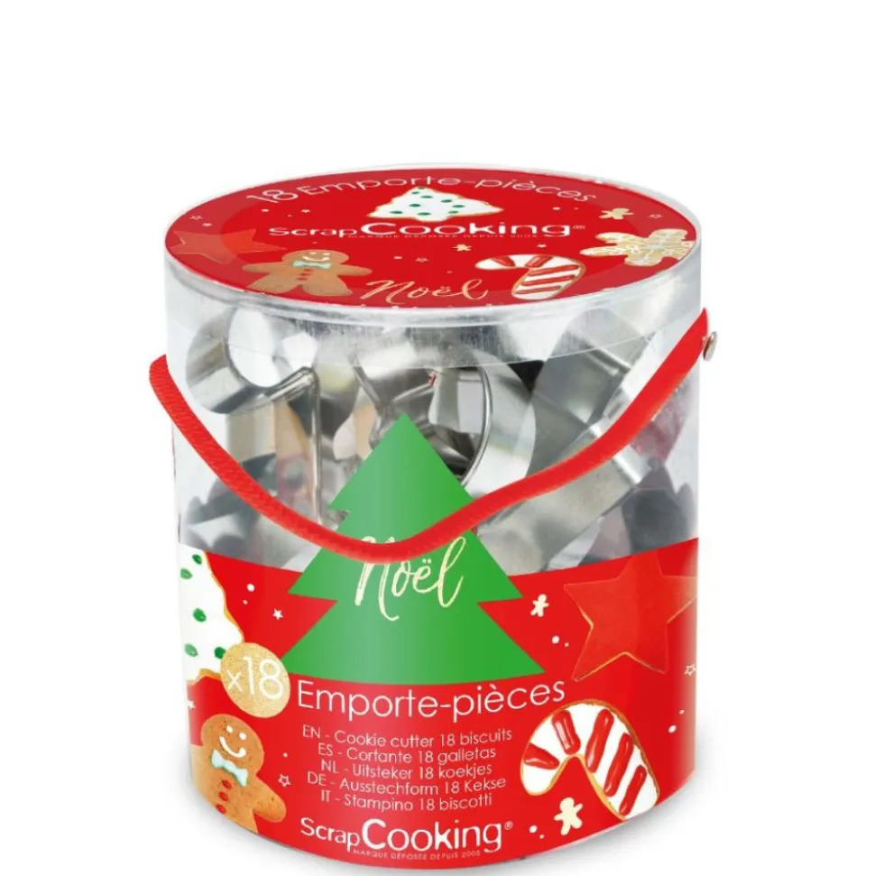 Seau 18 emporte-pièces de Noël pour biscuits et sablés