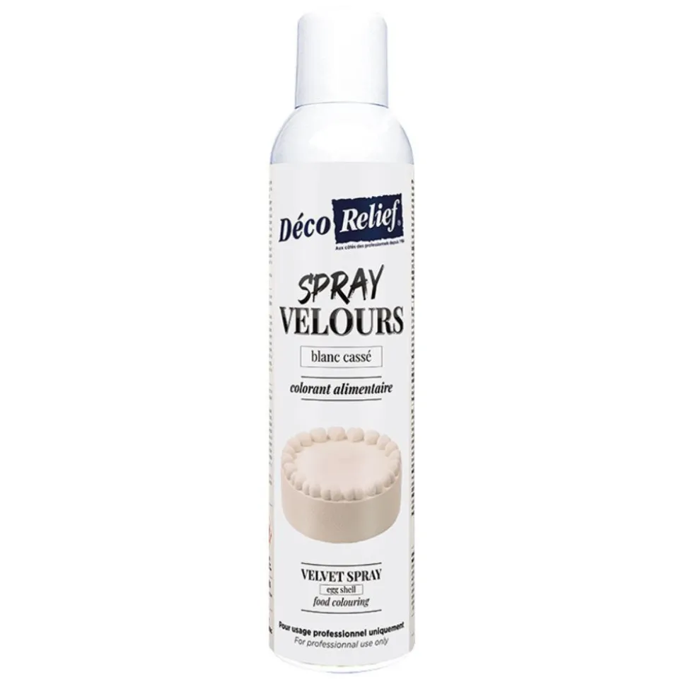 Spray velours alimentaire en bombe blanc cassé pour pâtisserie - 300 ml