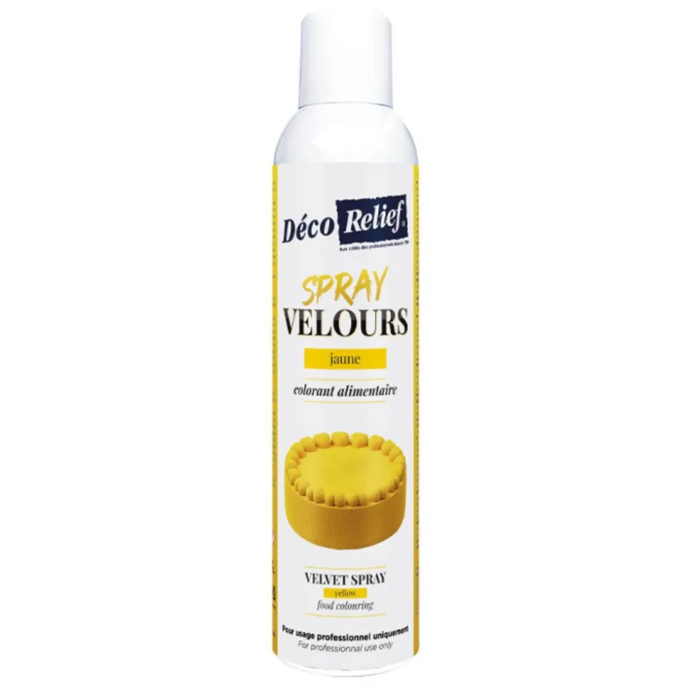 Spray velours alimentaire en bombe jaune pour pâtisserie - 300 ml