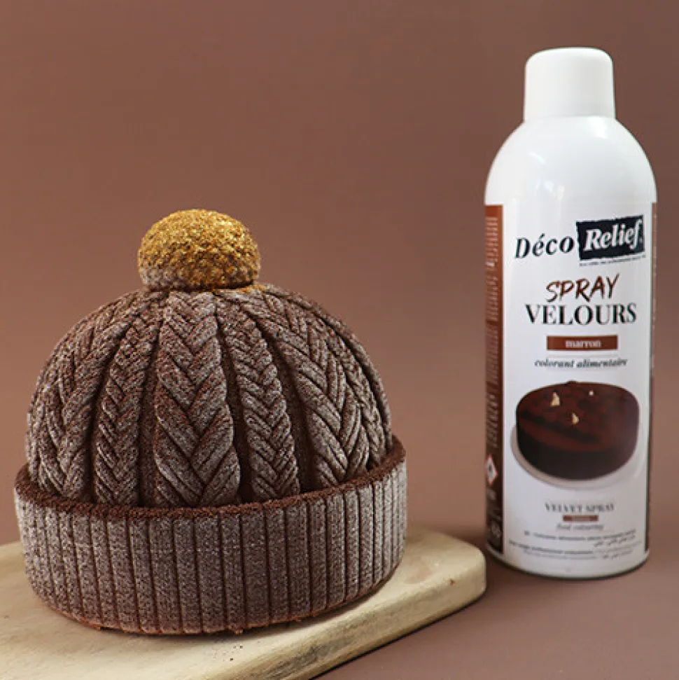 Spray velours alimentaire en bombe marron effet velours pour pâtisserie - 400 ml