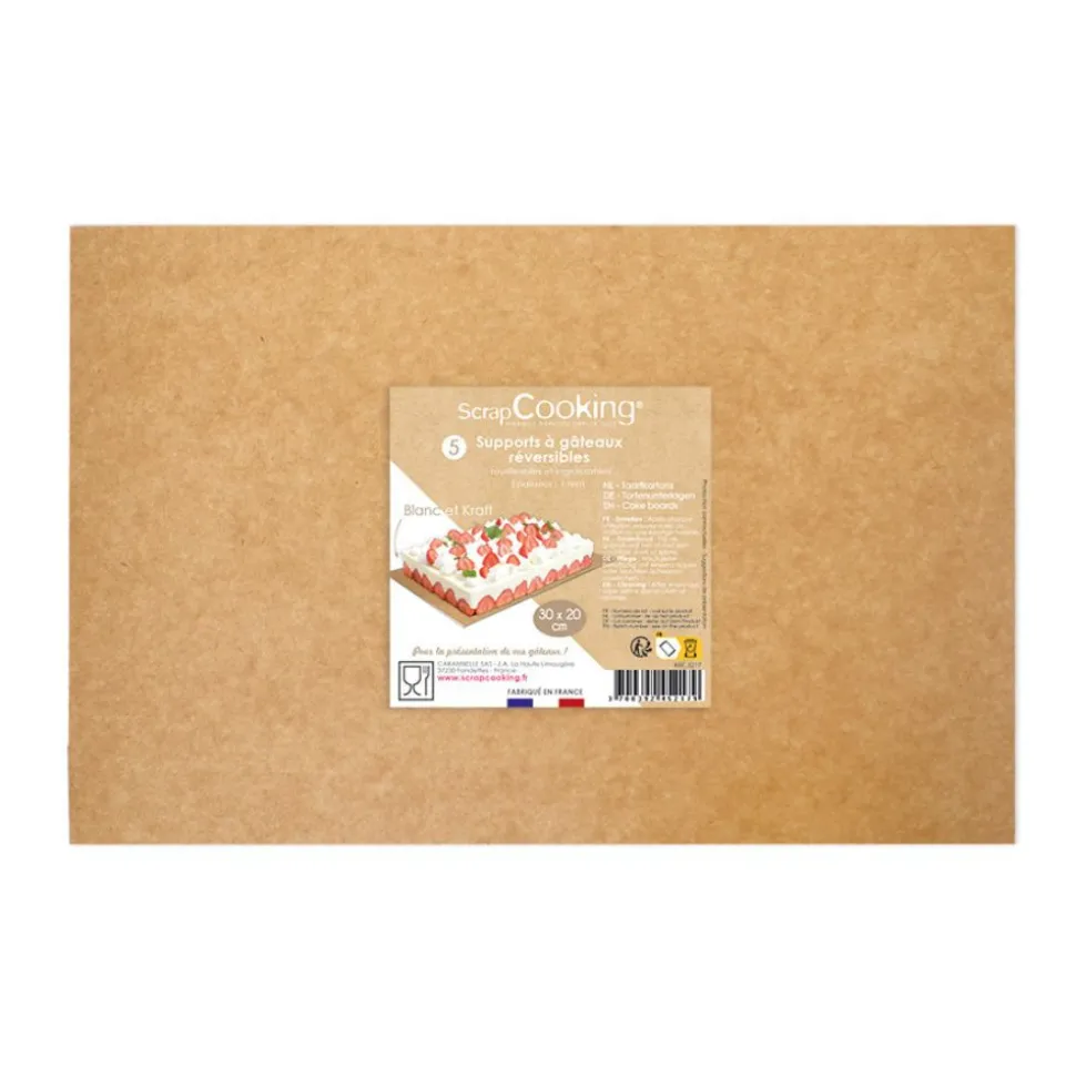 5 supports à gâteaux rectangles 20X30 cm en kraft