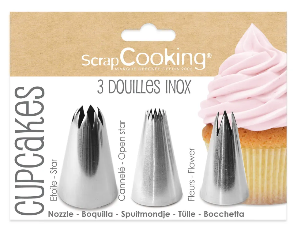 Trio de douilles pour décor de cupcakes